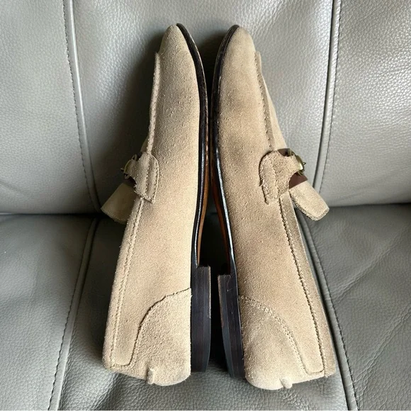 Gucci Tan and Brown Loafers with Penny Design Sz 36 US 6 Suede Leather Horsebit